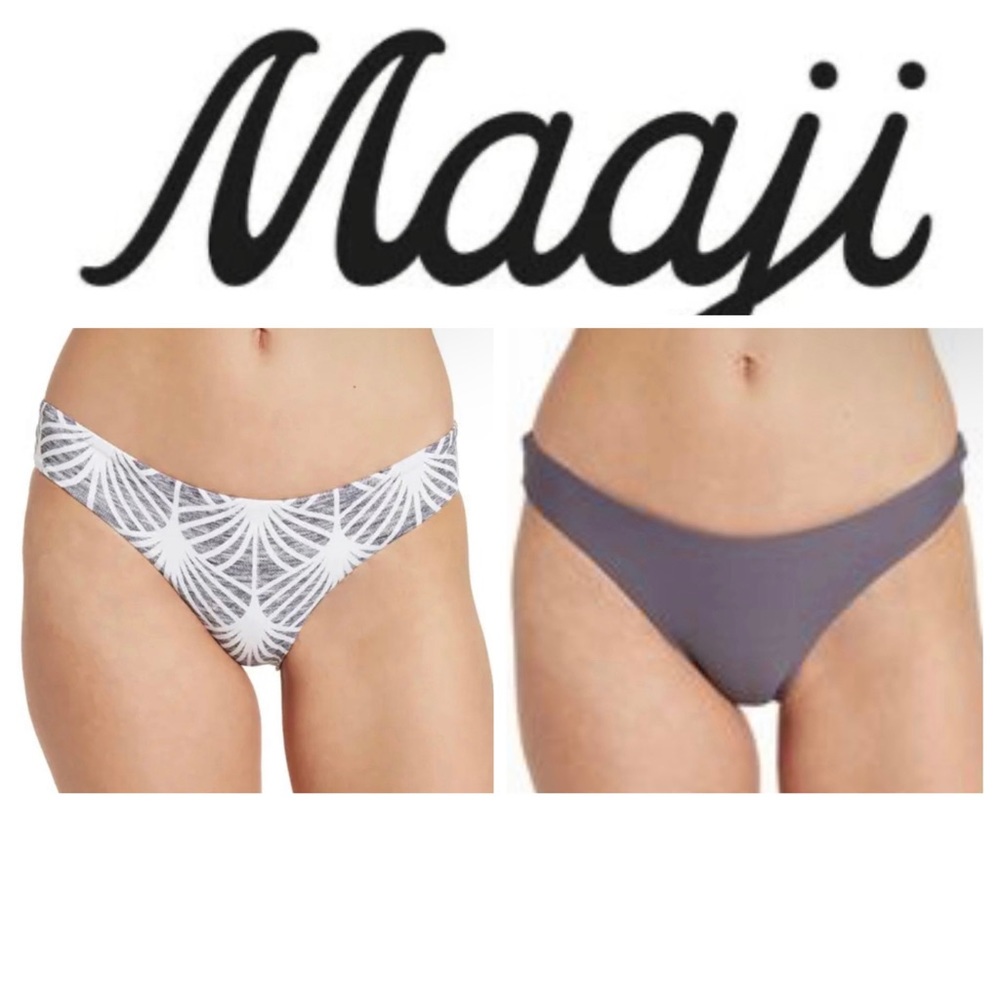 NWOT Maaji Ivory Shells Petit Gris Sublimity Reversible Classic Bikini Bottoms